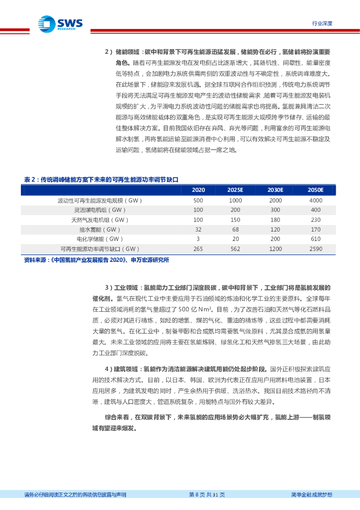 申万宏源：氢能源行业系列报告之制氢篇-碳中和催生氢能应用大有空间，重视制氢环节投资机会_第8页