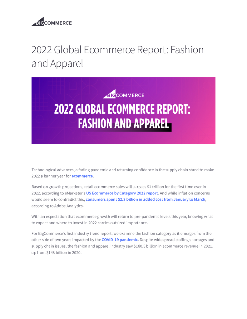 BigCommerce：2022年全球时装电子商务报告（英文版）
