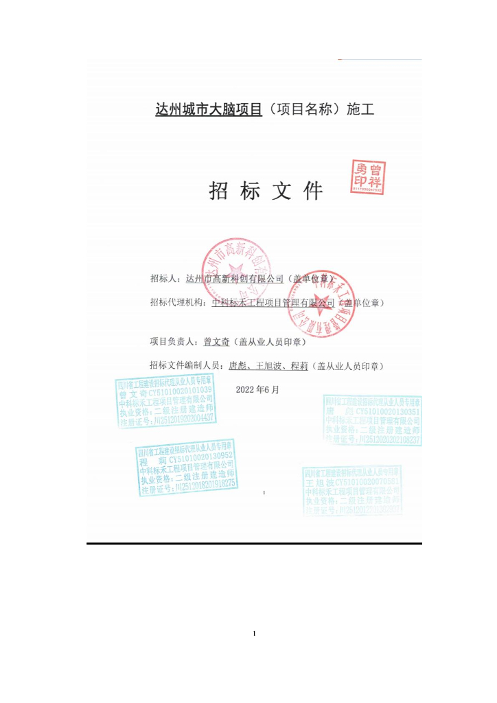 达州城市大脑：招标文件（定稿）