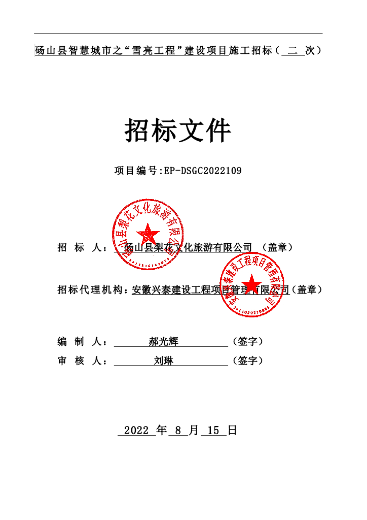 砀山县智慧城市之“雪亮工程”建设项目（二次）招标文件