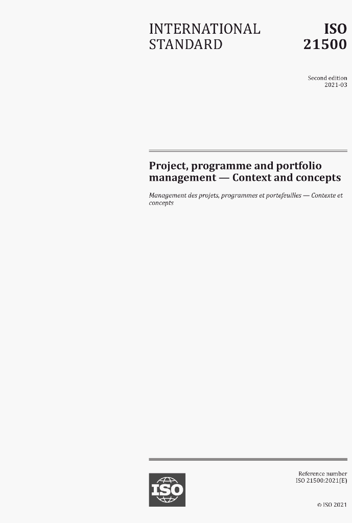 ISO 21500:2021(E)Project,programme and portfolio management – Contextand concepts