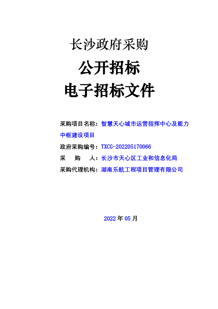 智慧天心城市运营指挥中心及能力中枢建设项目