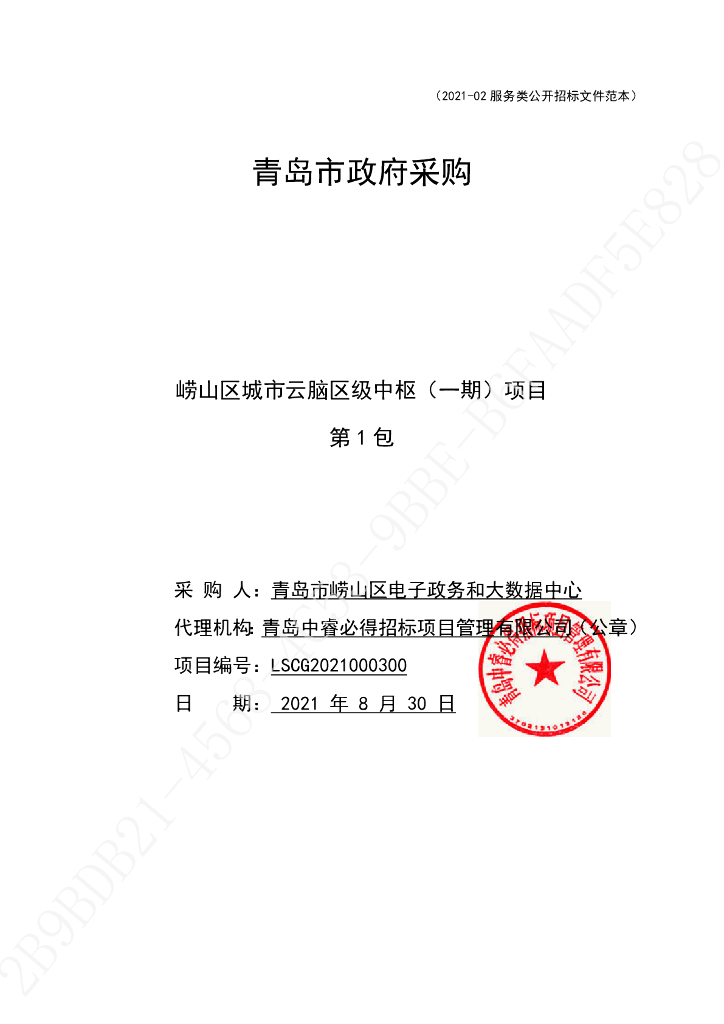 青岛崂山区城市云脑区级中枢（一期）项目第1包公开招标文件发范本