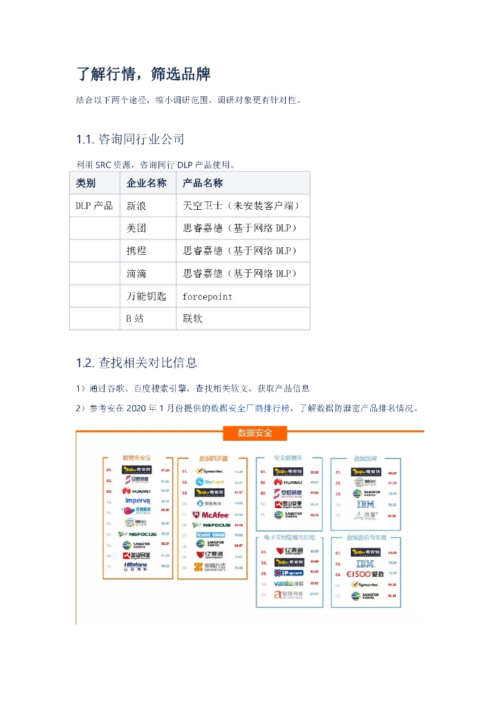 网络安全DLP调研对比报告