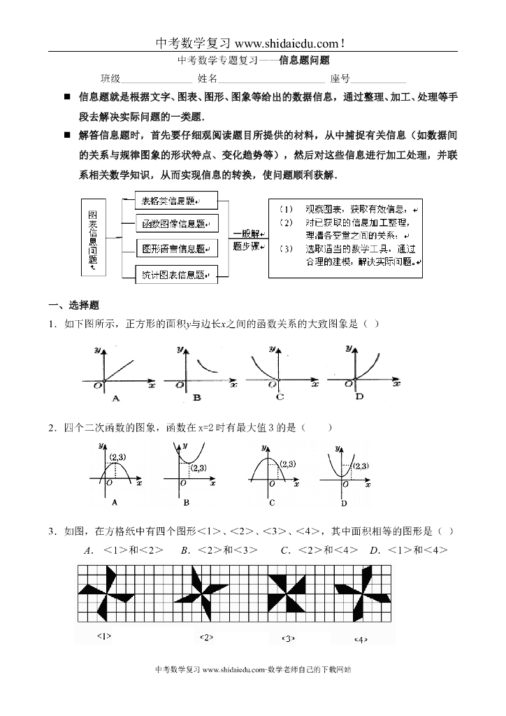 <em>中考</em>数学专题复习-图表信息问题 海报