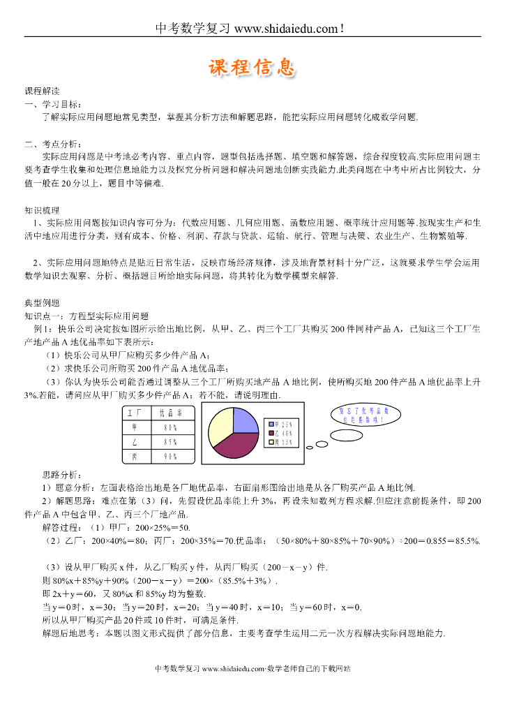 中考数学专题-实际应用问题