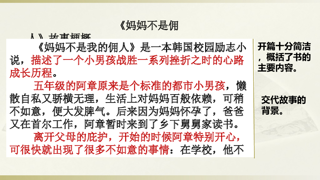部编版六年级语文下册范文1：《妈妈不是佣人》故事梗概