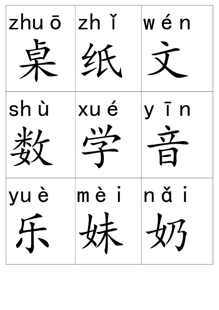 【新部编本】一年级上册语文：带拼音生字卡片（pdf版，34页，可直接打印）_第7页