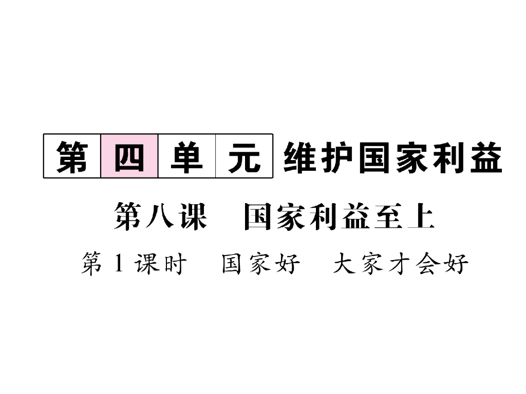 八年级道德与法治上册同步作业课件：第8课 国家利益至上 第1课时 国家好 大家才会好(17张)