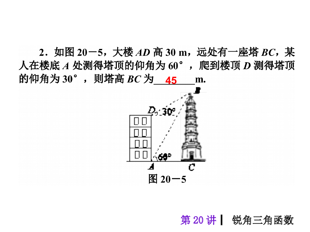 中考复习课件【第20讲】锐角三角函数（40页）ppt课件_第9页