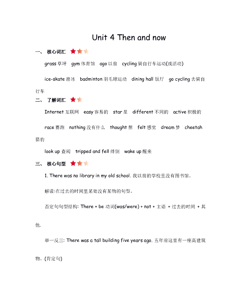 人教六下 Unit 4 知识清单