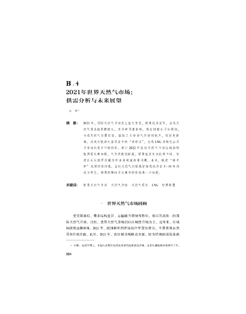 世界<em>能源</em>蓝皮书：2021年世界天然气市场：供需分析与未来展望 海报