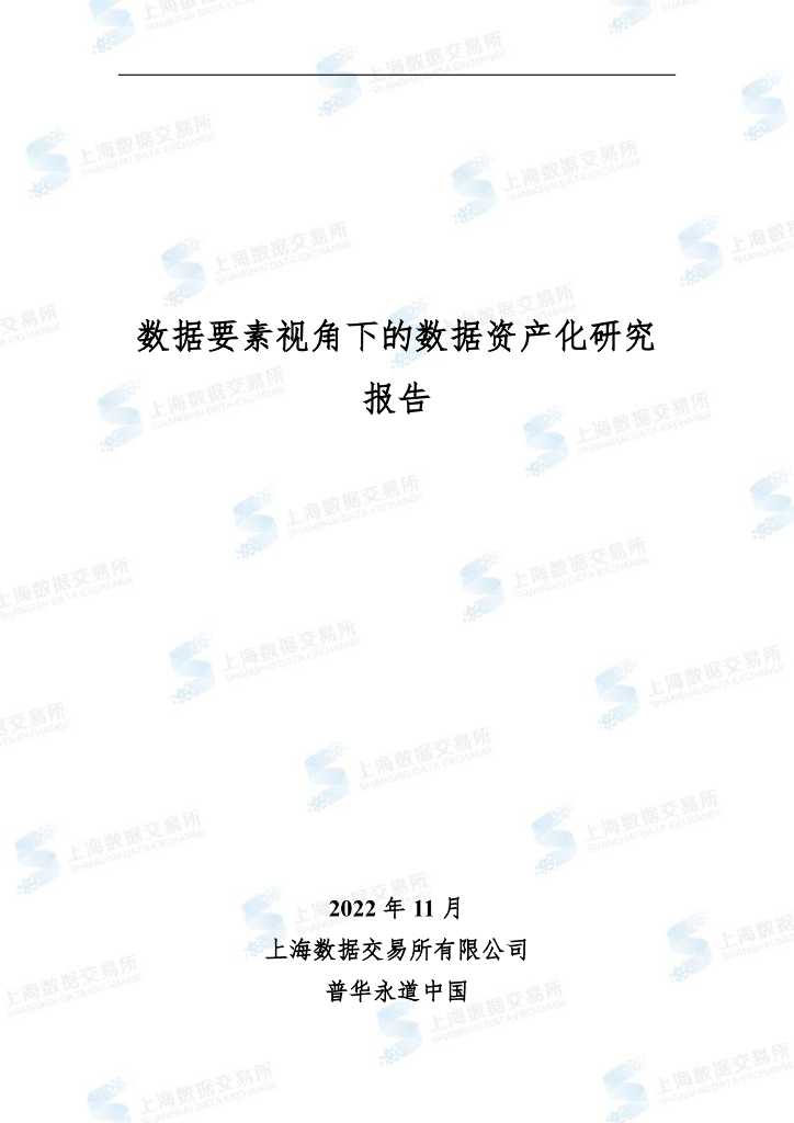 上海数据交易所&普华永道：数据要素视角下的数据资产化研究报告