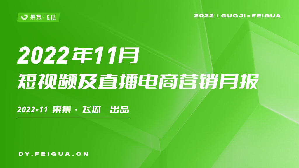 果集&飞瓜：2022年11月短视频及直播电商营销月报