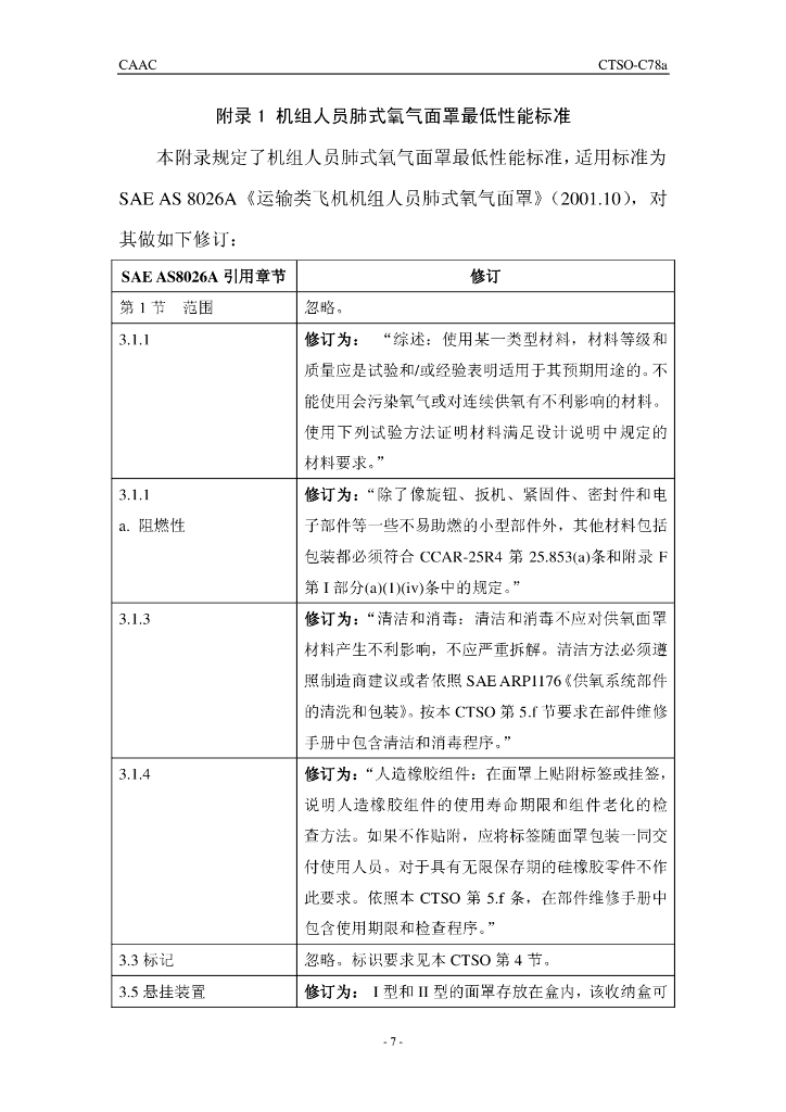 机组人员肺式氧气面罩(中文)_第7页