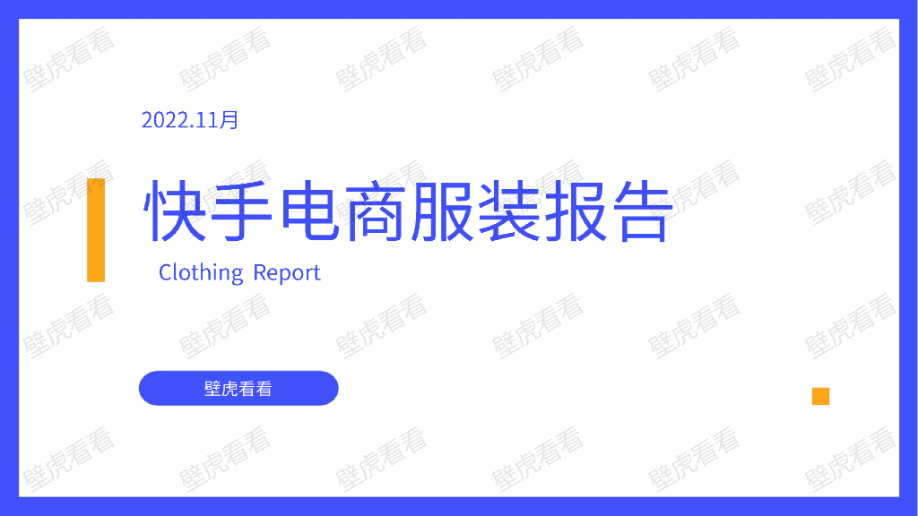 壁虎看看：2022年11月快手电商服装报告