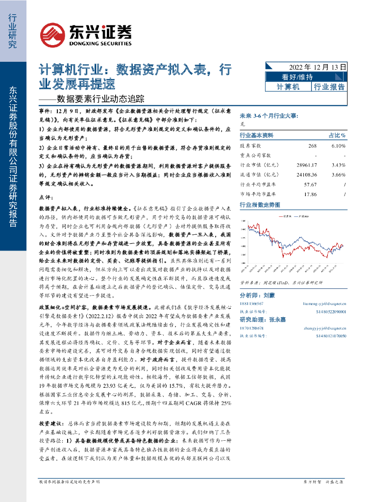 东兴证券：计算机行业数据要素行业动态追踪：数据资产拟入表，行业发展再提速 海报