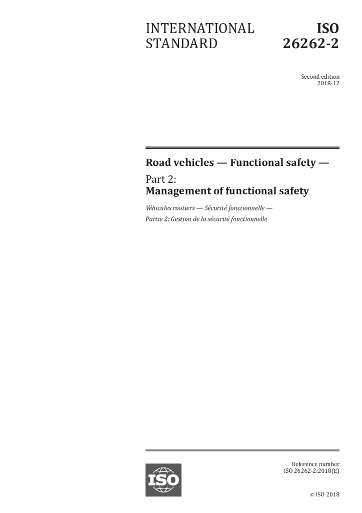ISO 26262-2 2018 Part 2 Management of functional safety
