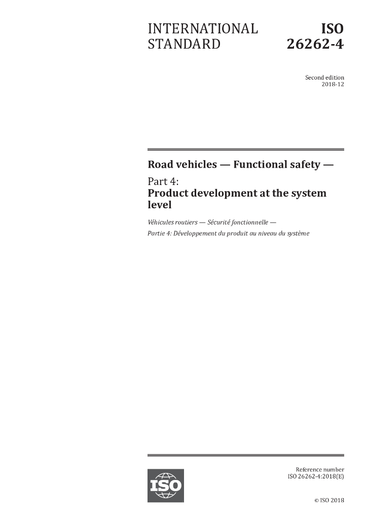 ISO 26262-4 2018 Part 4 Product development at the system level