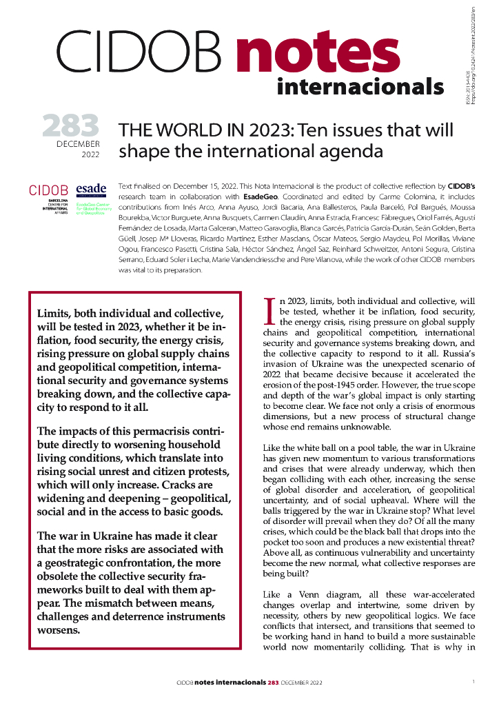 巴塞罗那国际事务研究中心：2023年的世界：塑造国际议程的十个问题（英文版）