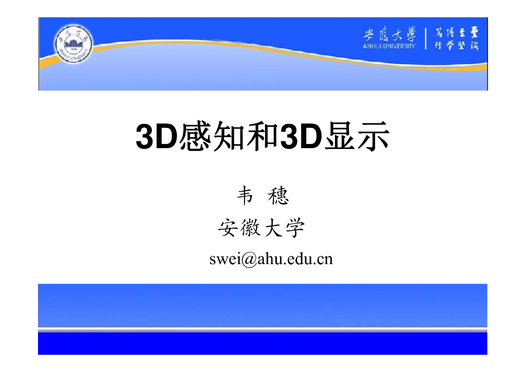 3D感知和3D显示---安徽大学 韦穗
