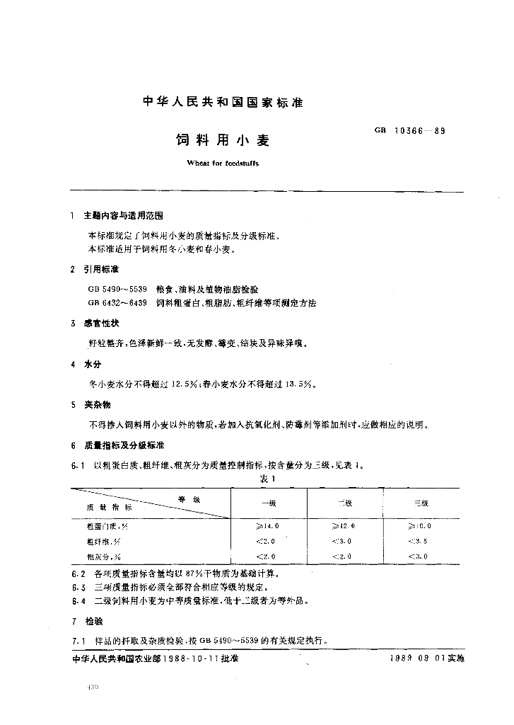 NY/T 117-1989 饲料用小麦