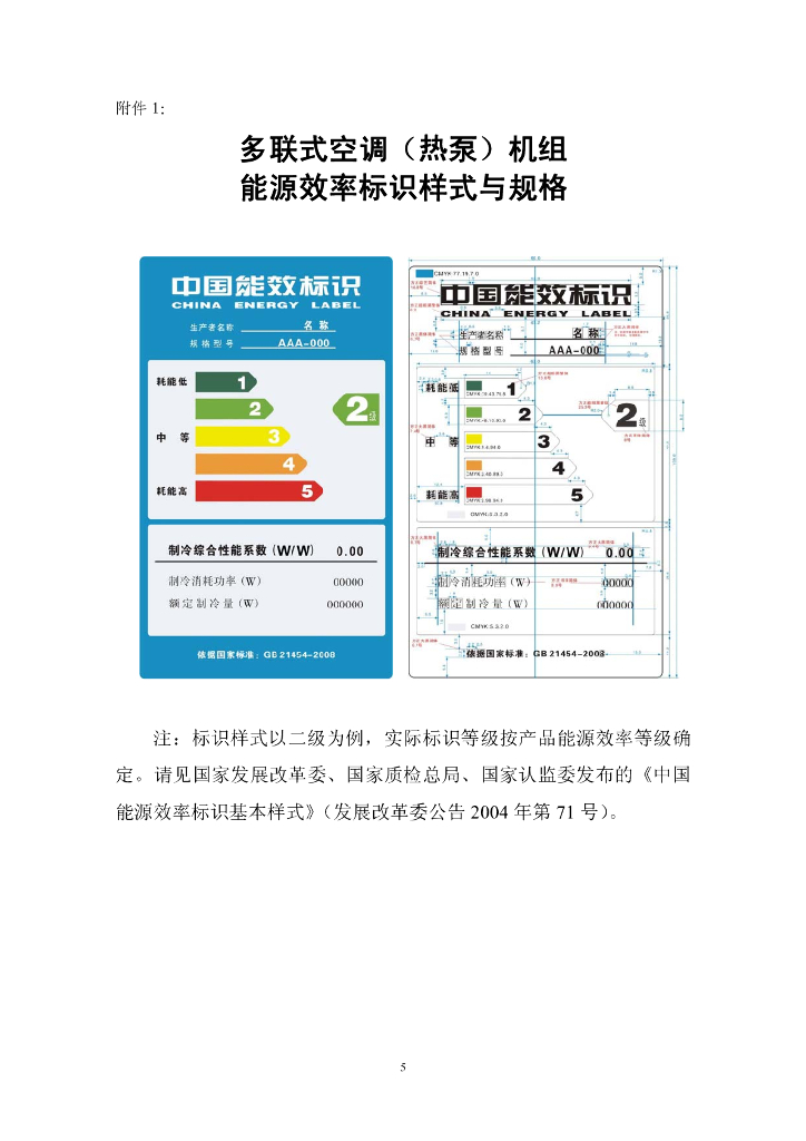多联式空调（热泵）机组能源效率标识实施规则_第6页