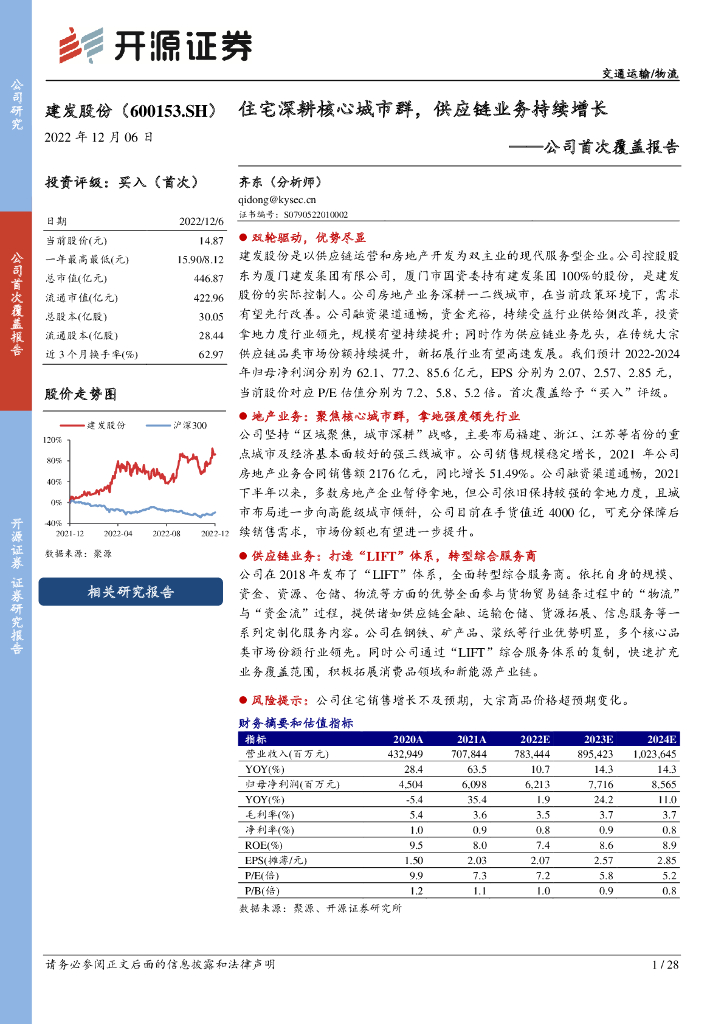 开源证券：建发股份（600153）-公司首次覆盖报告：住宅深耕核心城市群，<em>供应链</em>业务持续增长 海报