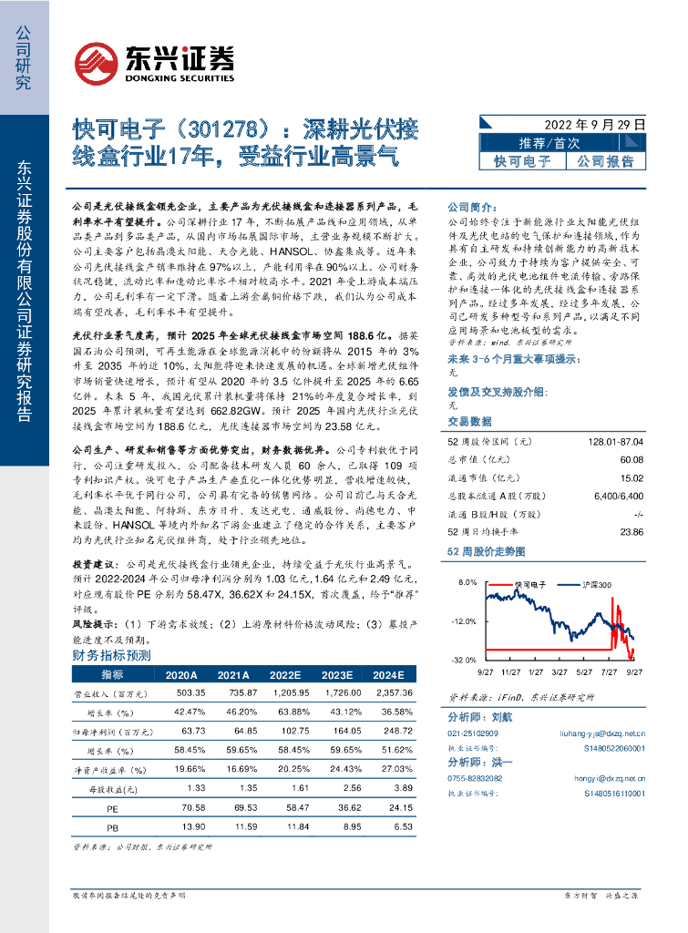 东兴证券：快可电子（301278）-深耕<em>光伏</em>接线盒行业17年，受益行业高景气 海报