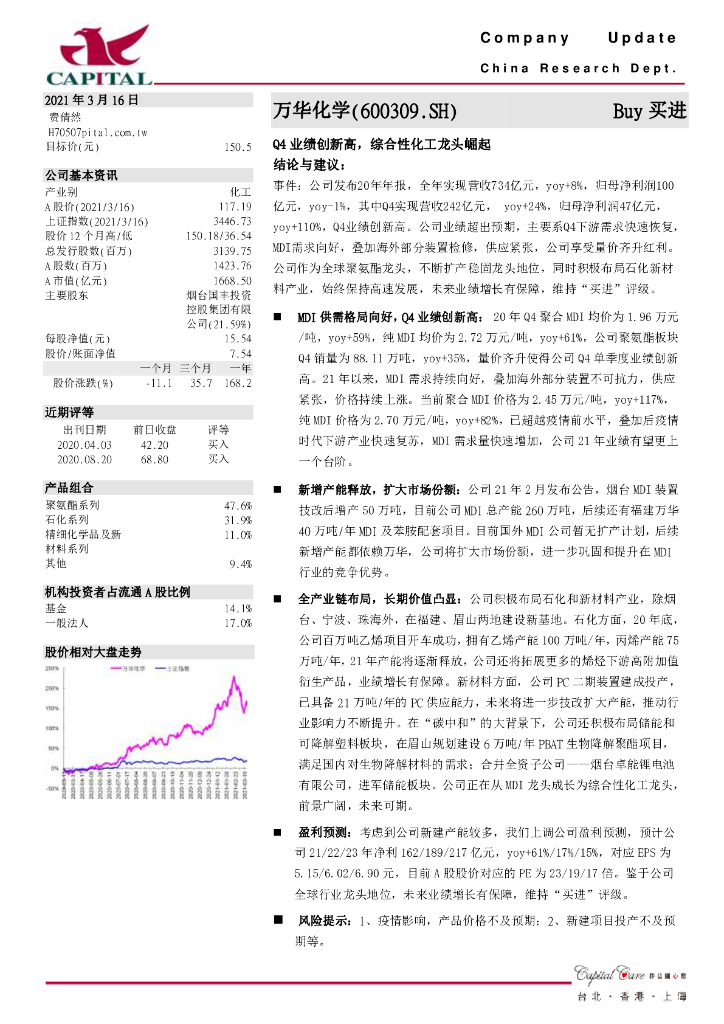 群益证券：万华化学（600309）-Q4业绩创新高，综合性化工龙头崛起 海报