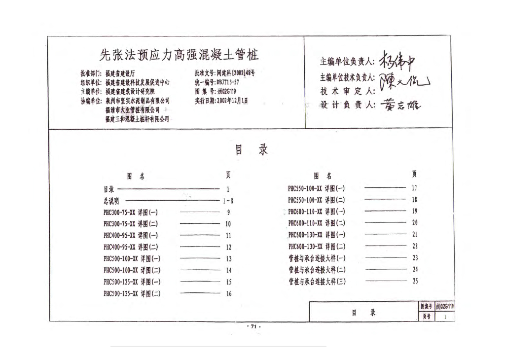 闽02G119 先张法预应力高强混凝土管桩图集