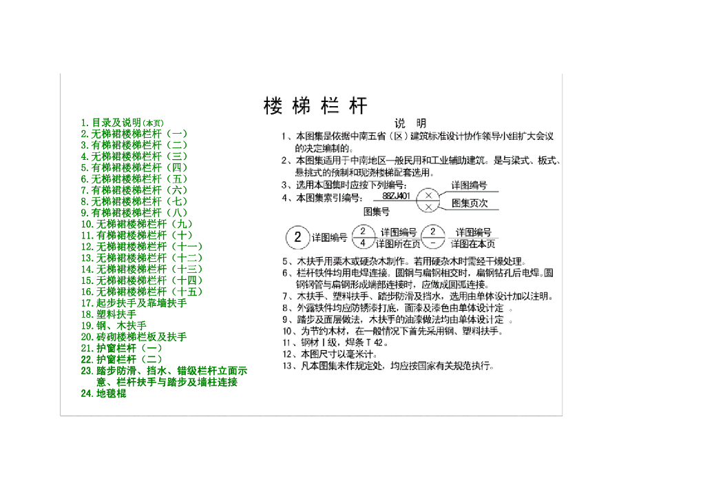 88ZJ401 楼梯栏杆图集（中南标）