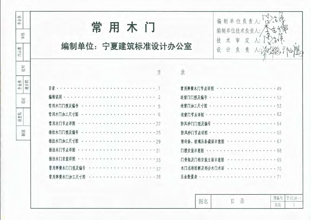 宁02J6-1 常用木门图集
