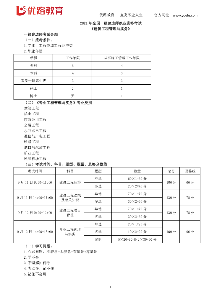 一级建造师精讲资料（建筑实务）