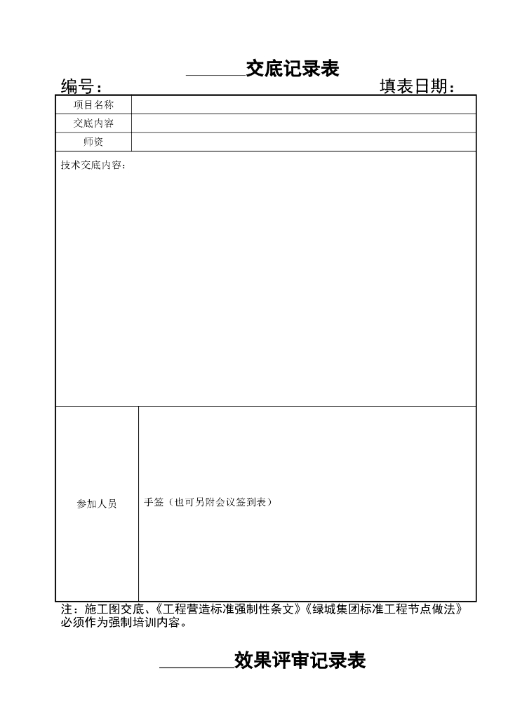 景观精细化管理表格技术交底，验收记录表