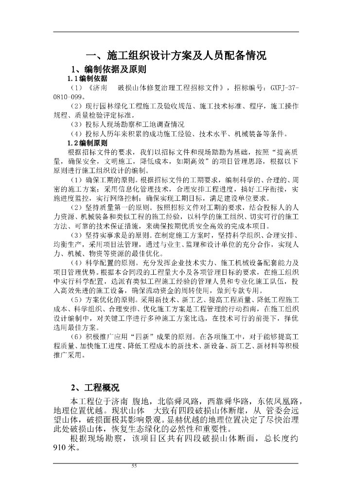 济南某园林山体修复治理施工方案（66页）
