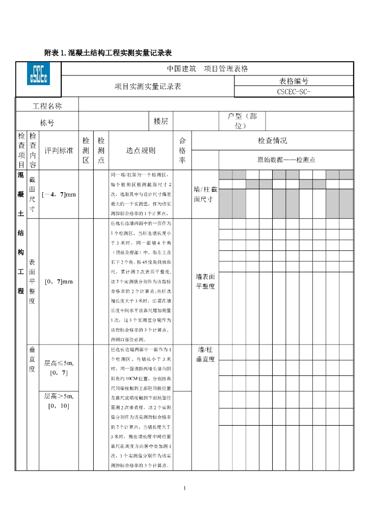 实测实量测量表格