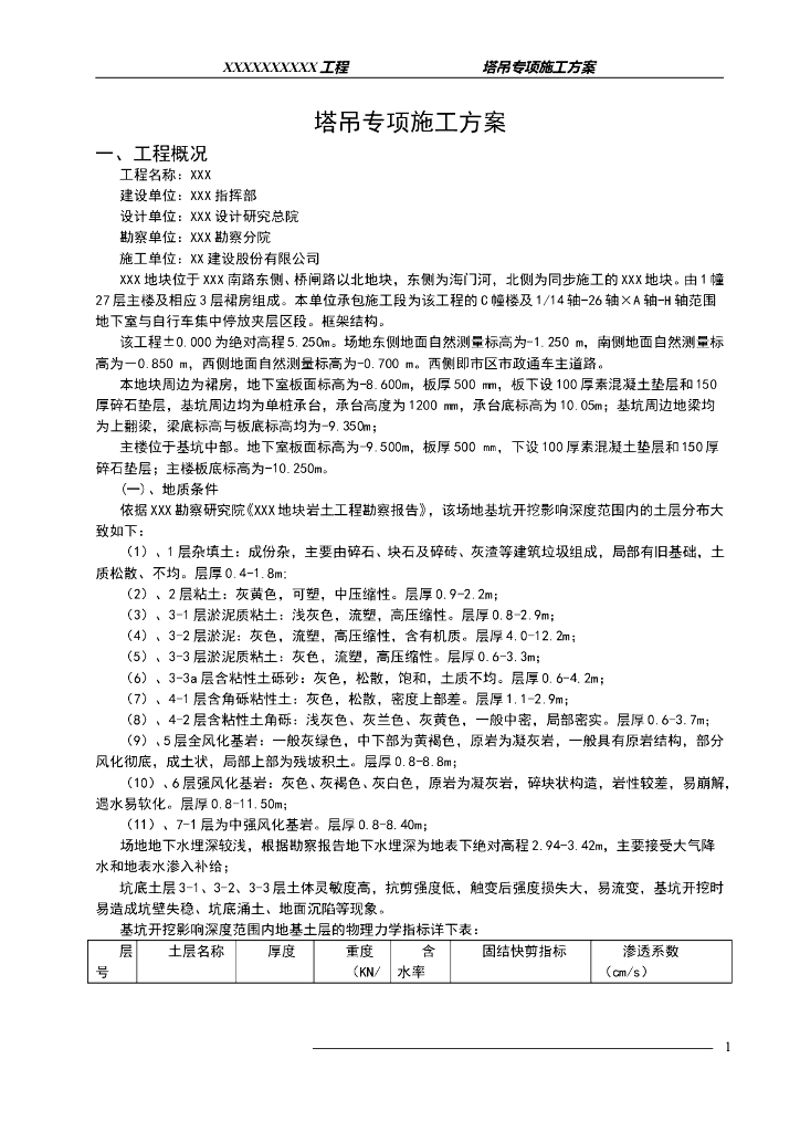 高层建筑塔吊专项施工方案