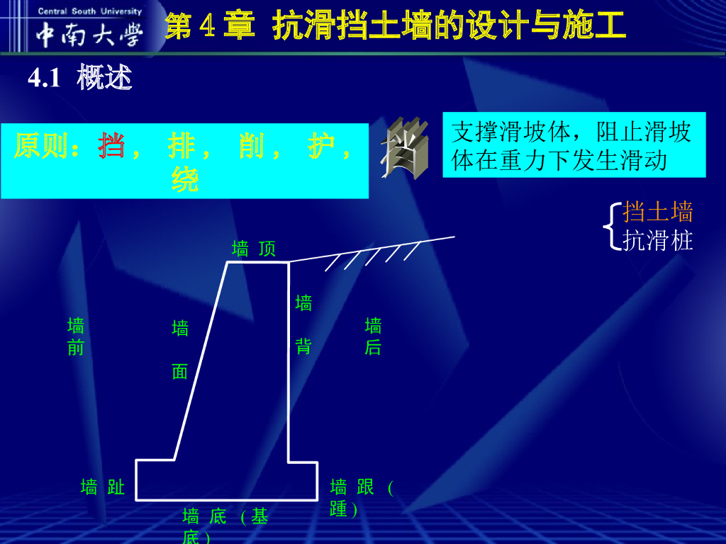 抗滑挡土墙的设计与施工（共53页）