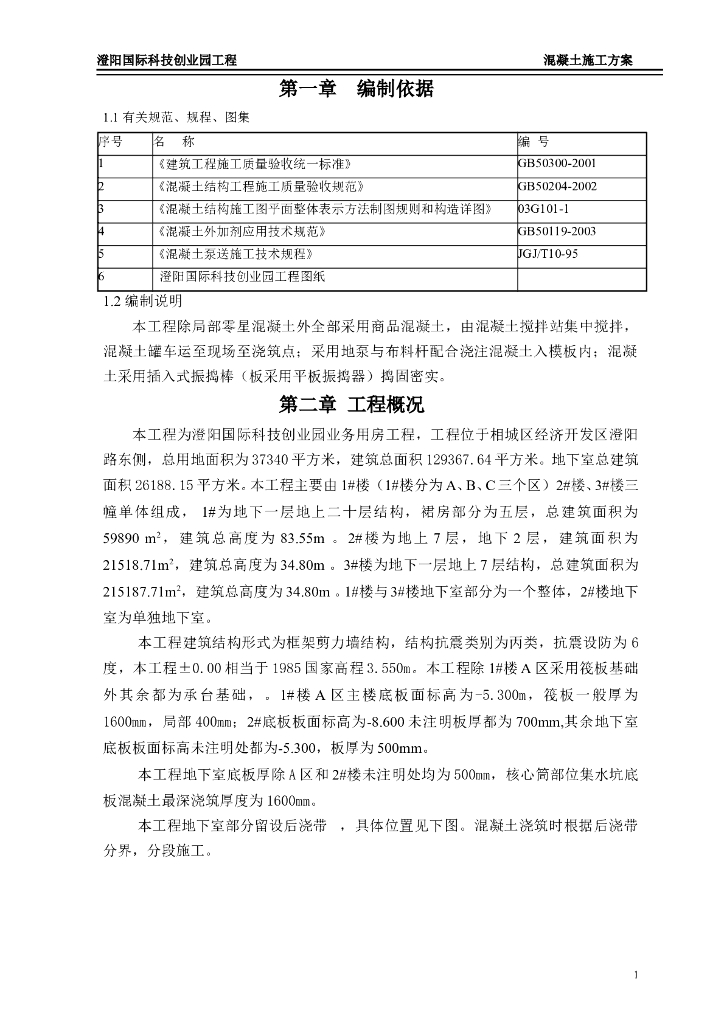 框架剪力墙科创园产业用房砼专项施工方案