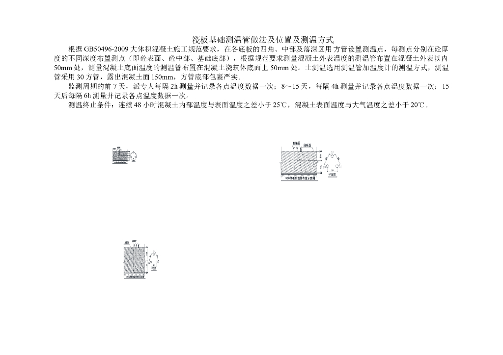 筏板基础测温管做法及位置及测温方式