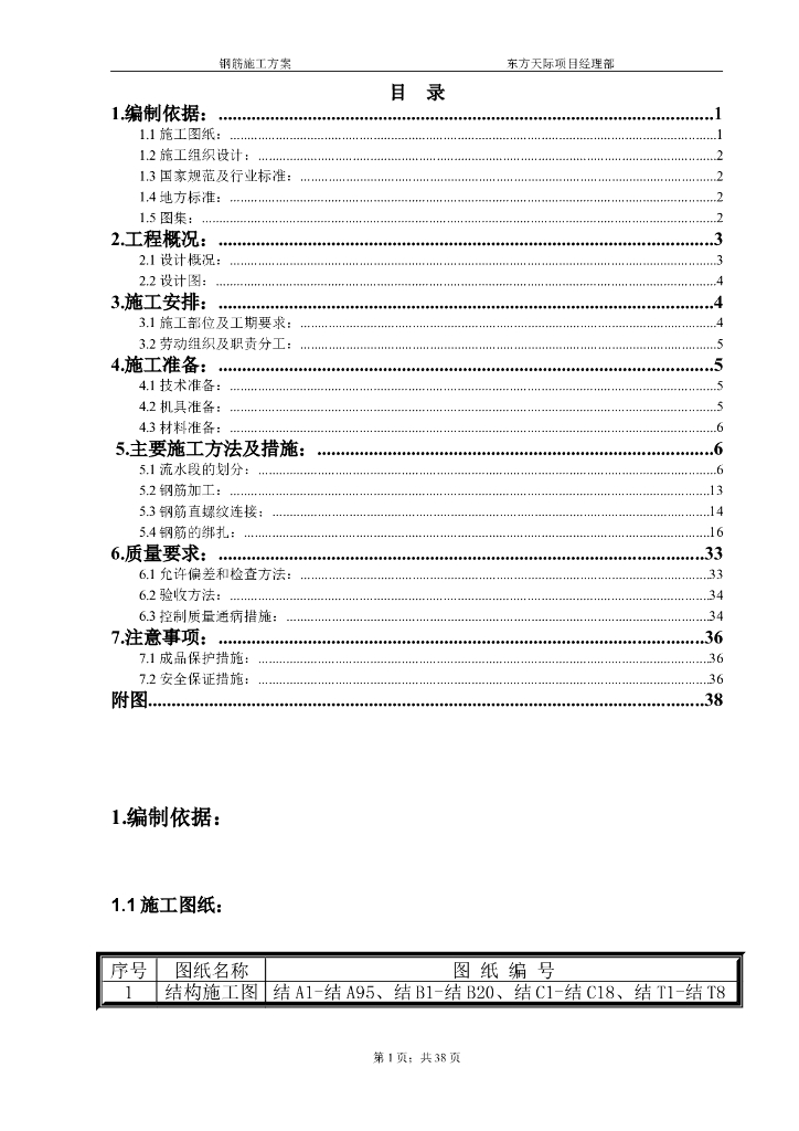 建筑住宅项目工程钢筋工程施工方案