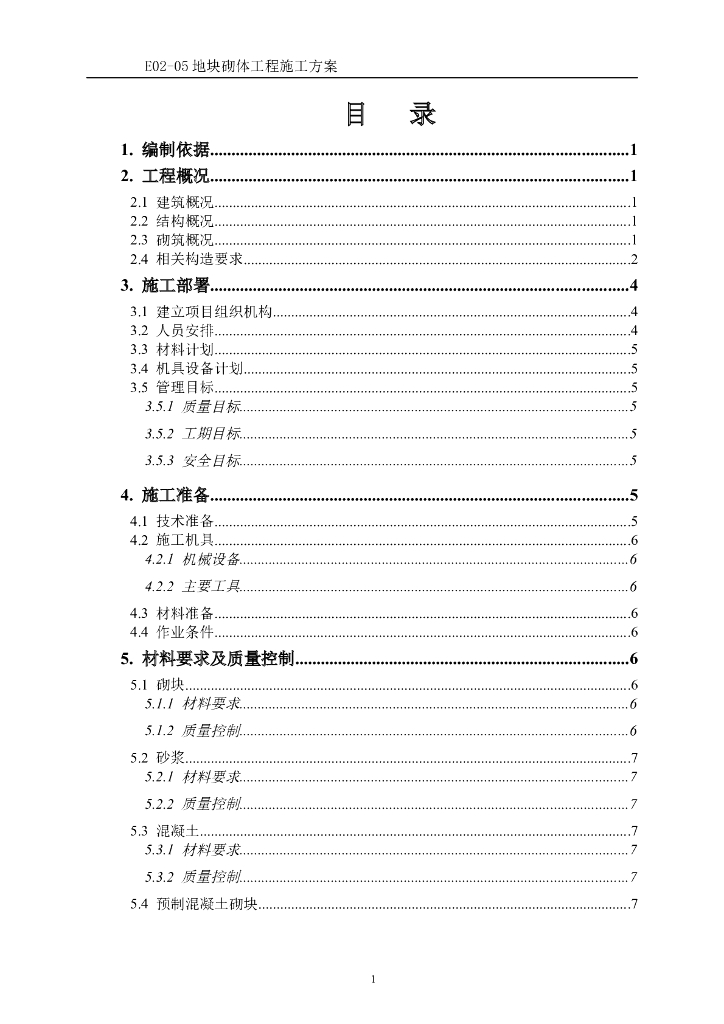 大型居住社区项目工程砌体工程施工方案