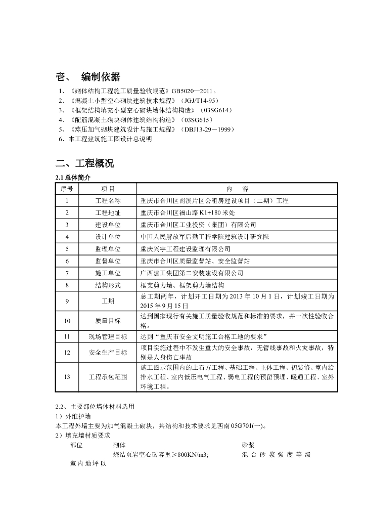 加气混凝土砌体工程施工方案