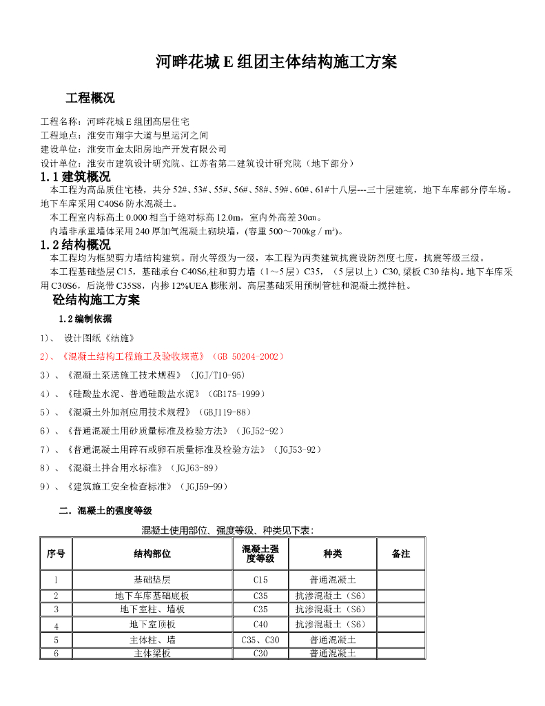 建筑主体结构施工方案