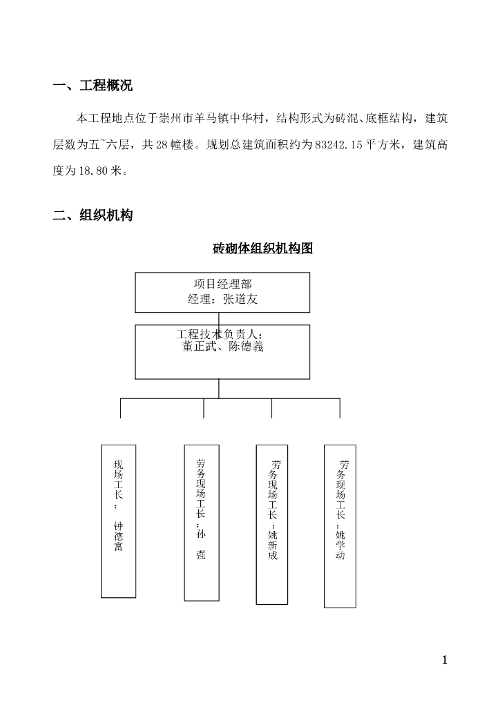 砖混、底框结构建筑砖砌体施工方案
