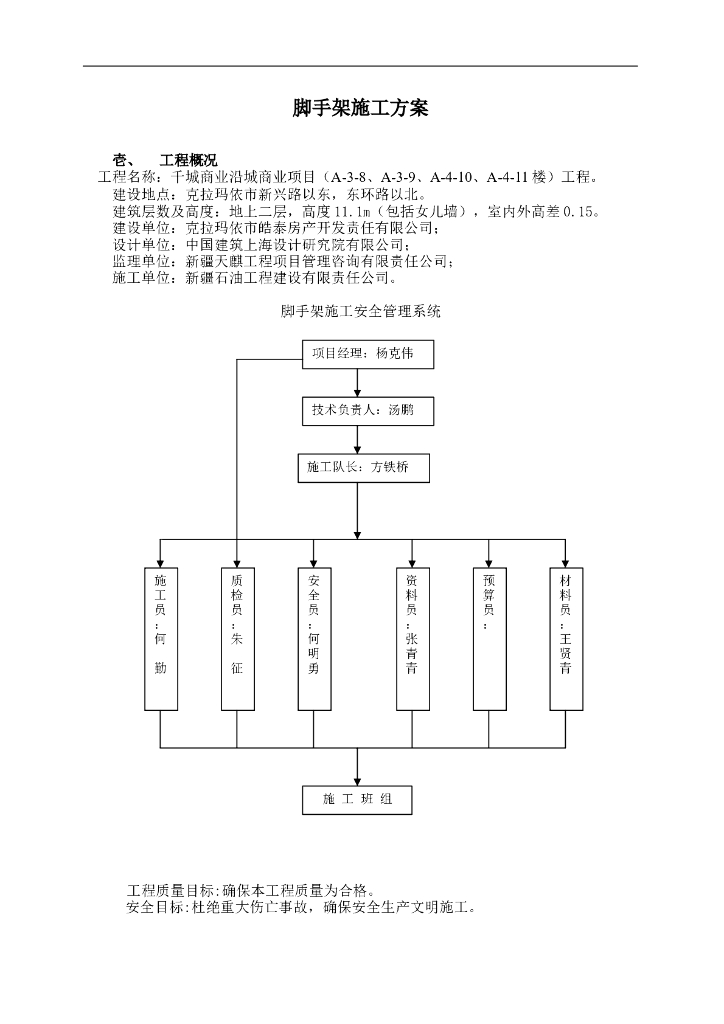 建筑工程脚手架施工方案