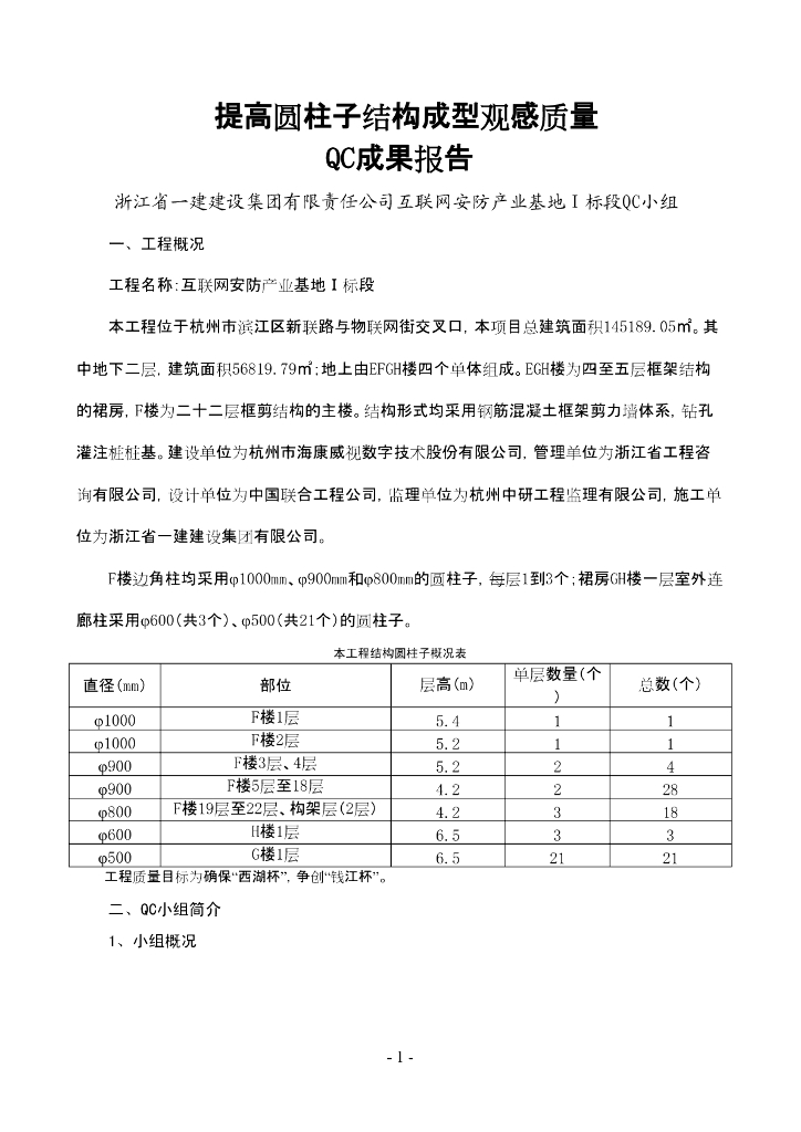 [QC小组成果报告]提高圆柱子结构成型观感质量