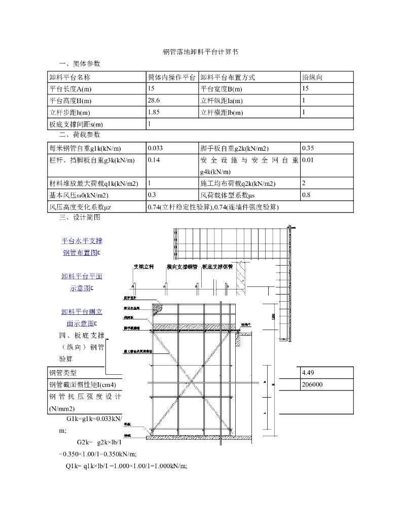 钢管落地卸料平台计算书