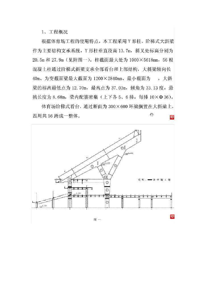 Y型柱与悬挑大斜梁施工方案